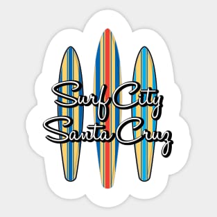 Surf City Santa Cruz California Logo Pack Sticker 3 Surfboards Lite Sticker